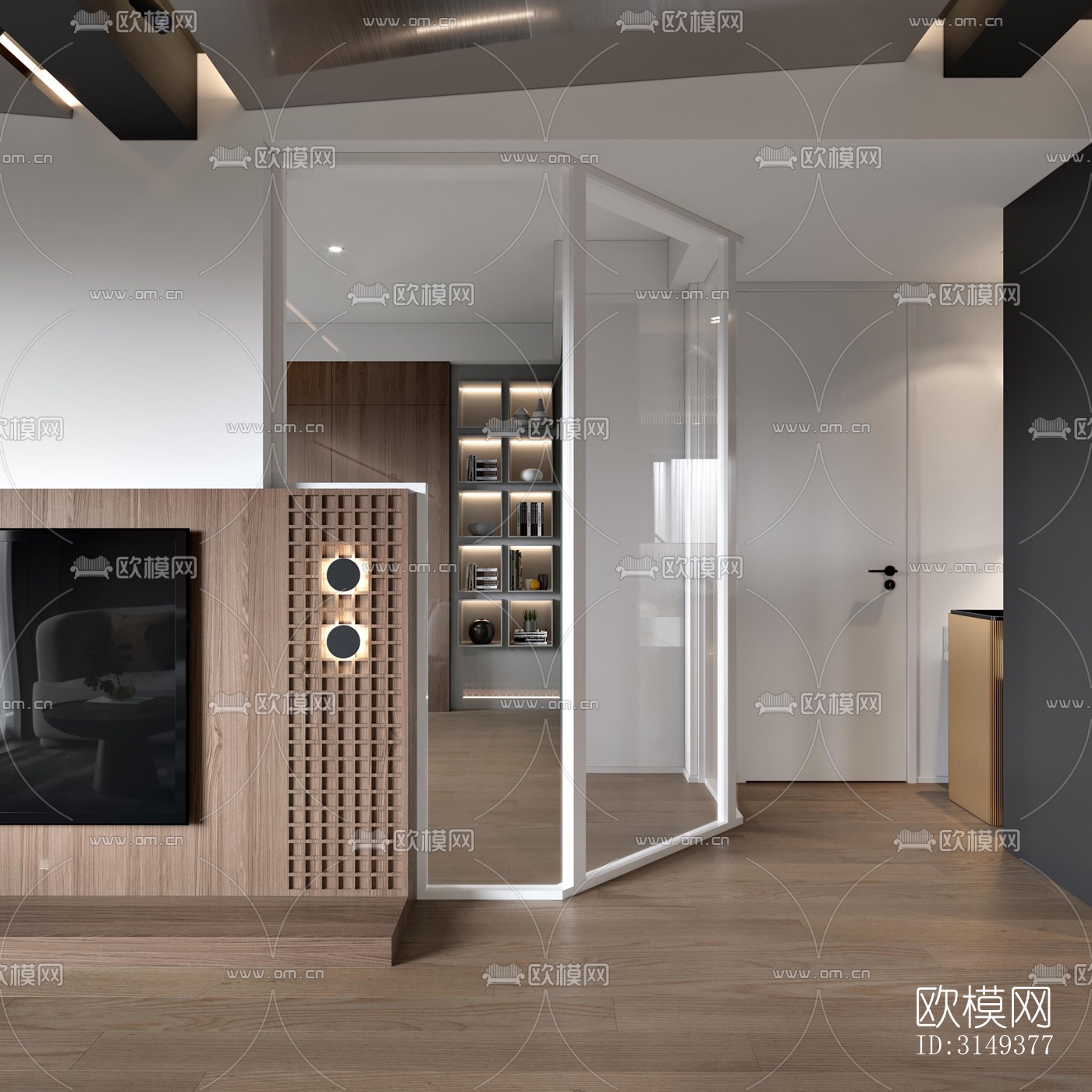 现代平层效果图下载（渲染图7）