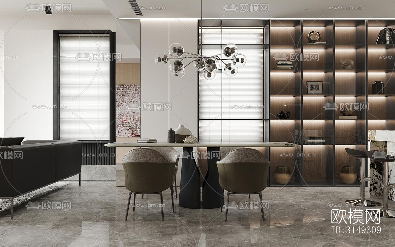 现代平层效果图下载（渲染图8）