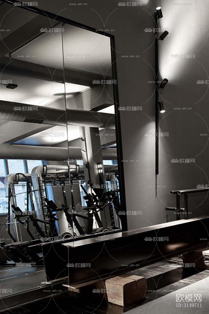 高级灰健身房效果图下载（渲染图18）