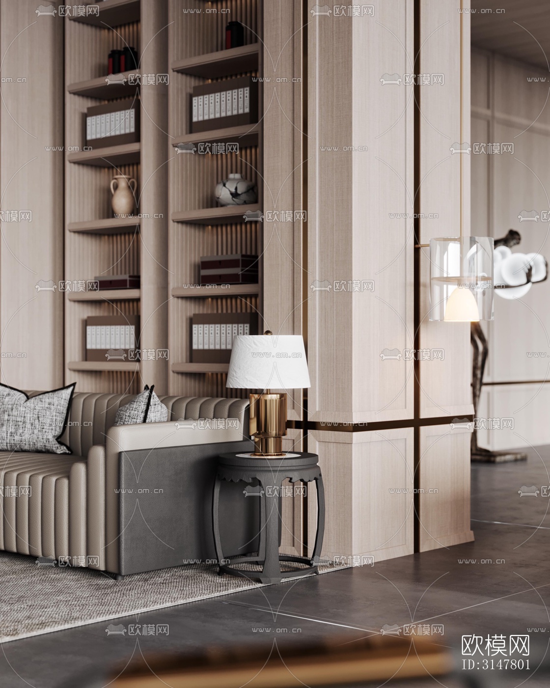 新中式售楼处效果图下载（渲染图7）