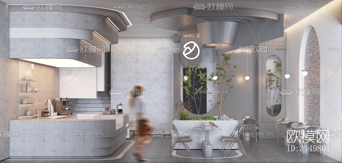 工业风咖啡奶茶效果图下载（渲染图2）