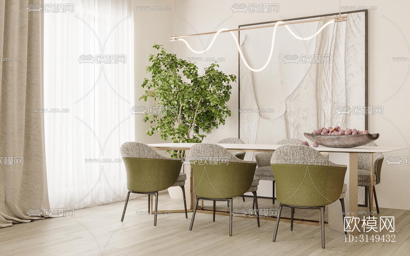 现代平层效果图下载（渲染图14）