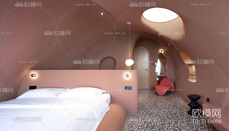 奶油风酒店民宿效果图下载（渲染图16）