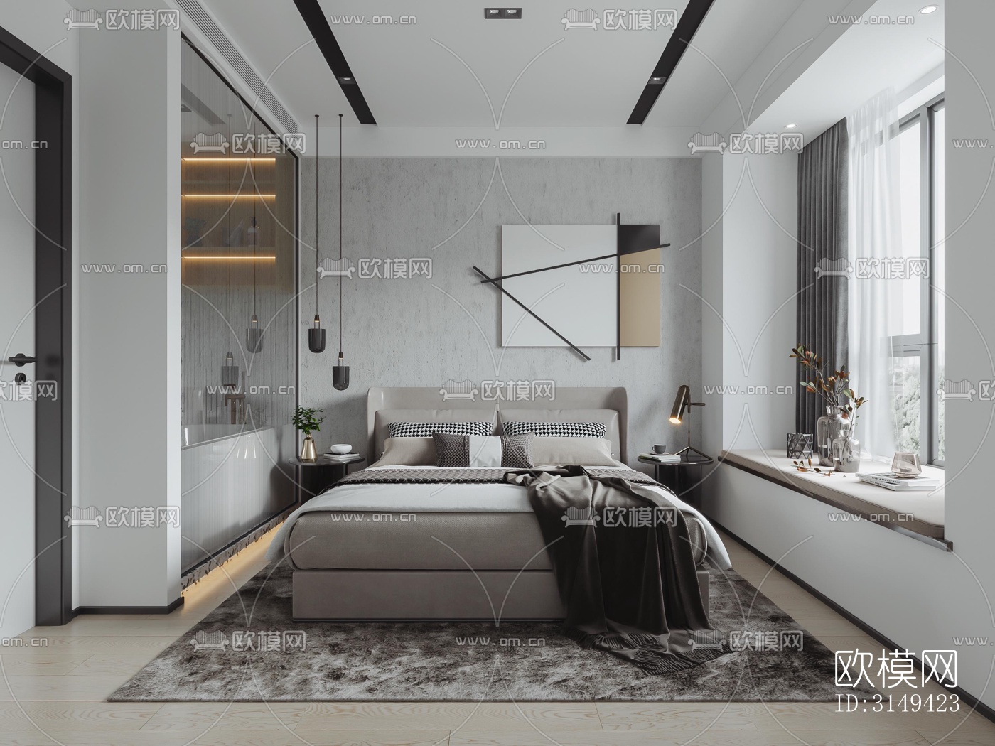 现代平层效果图下载（渲染图11）