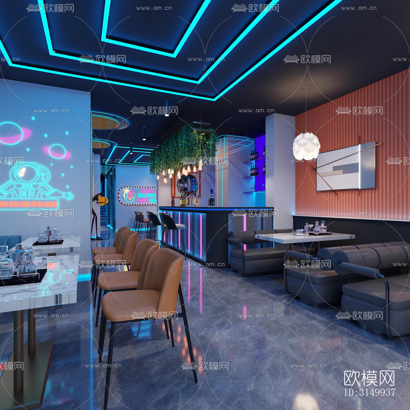 现代火锅烤肉效果图下载（渲染图1）