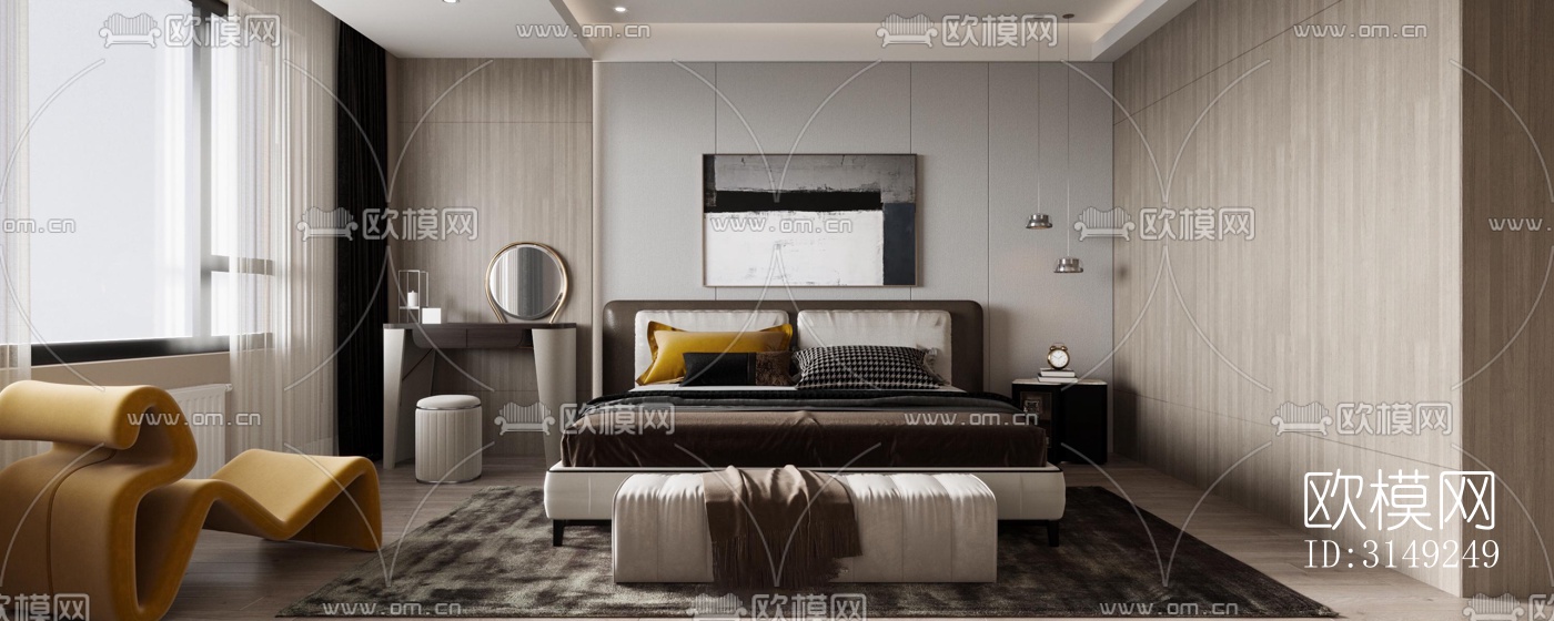 现代平层效果图下载（渲染图8）