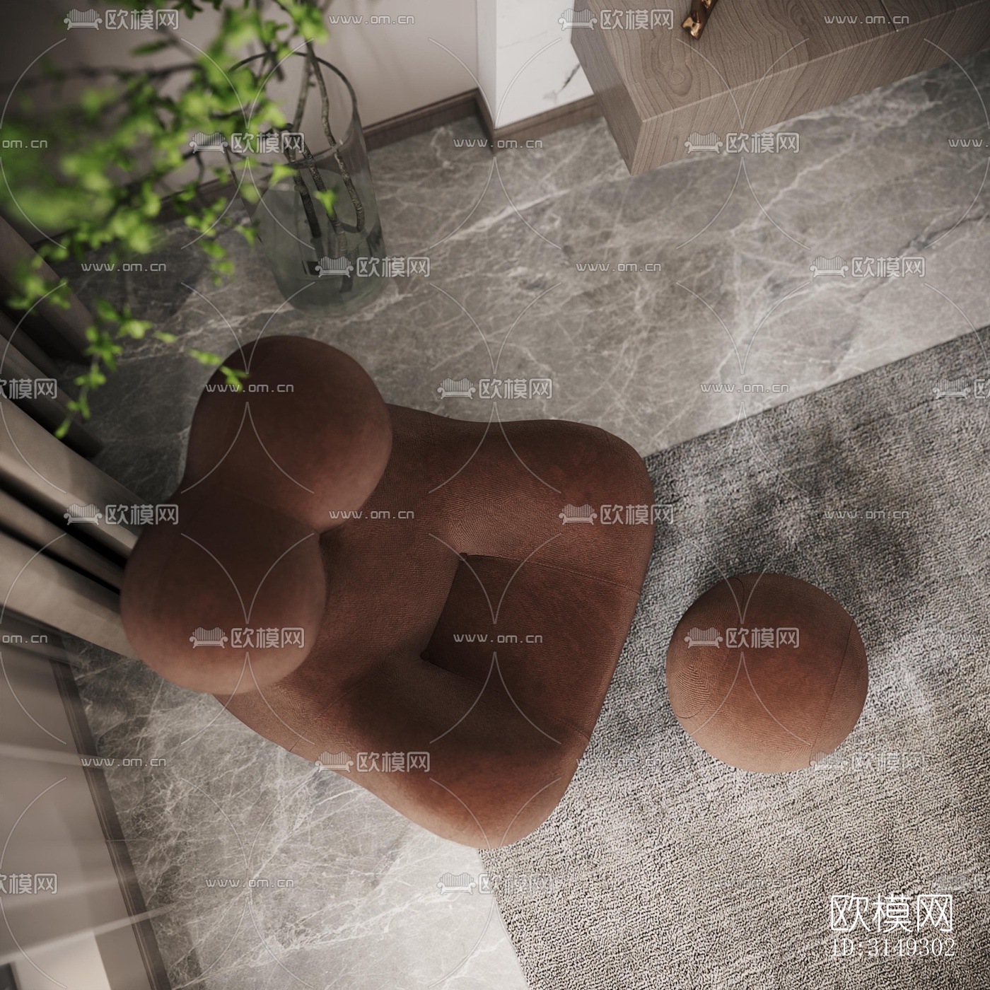 现代平层效果图下载（渲染图12）