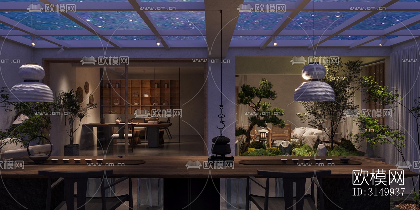 现代火锅烤肉效果图下载（渲染图2）