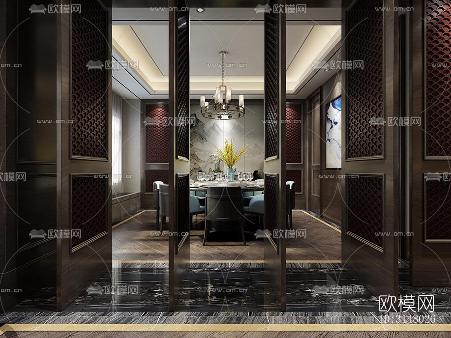 新中式酒店民宿效果图下载（渲染图1）