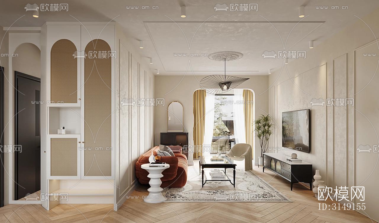 法式平层效果图下载（渲染图1）