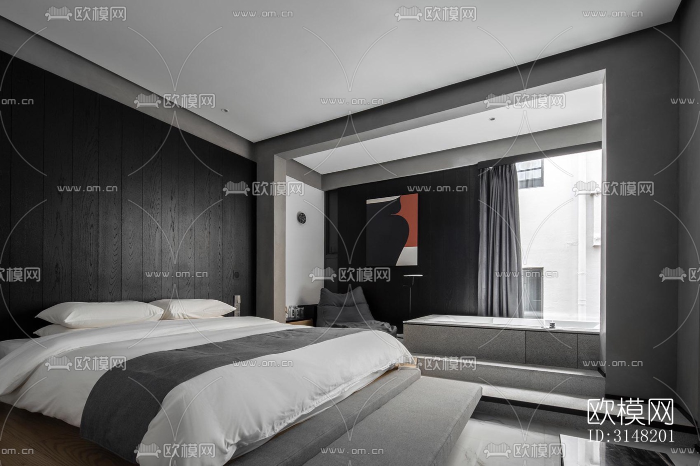 高级灰酒店民宿效果图下载（渲染图12）