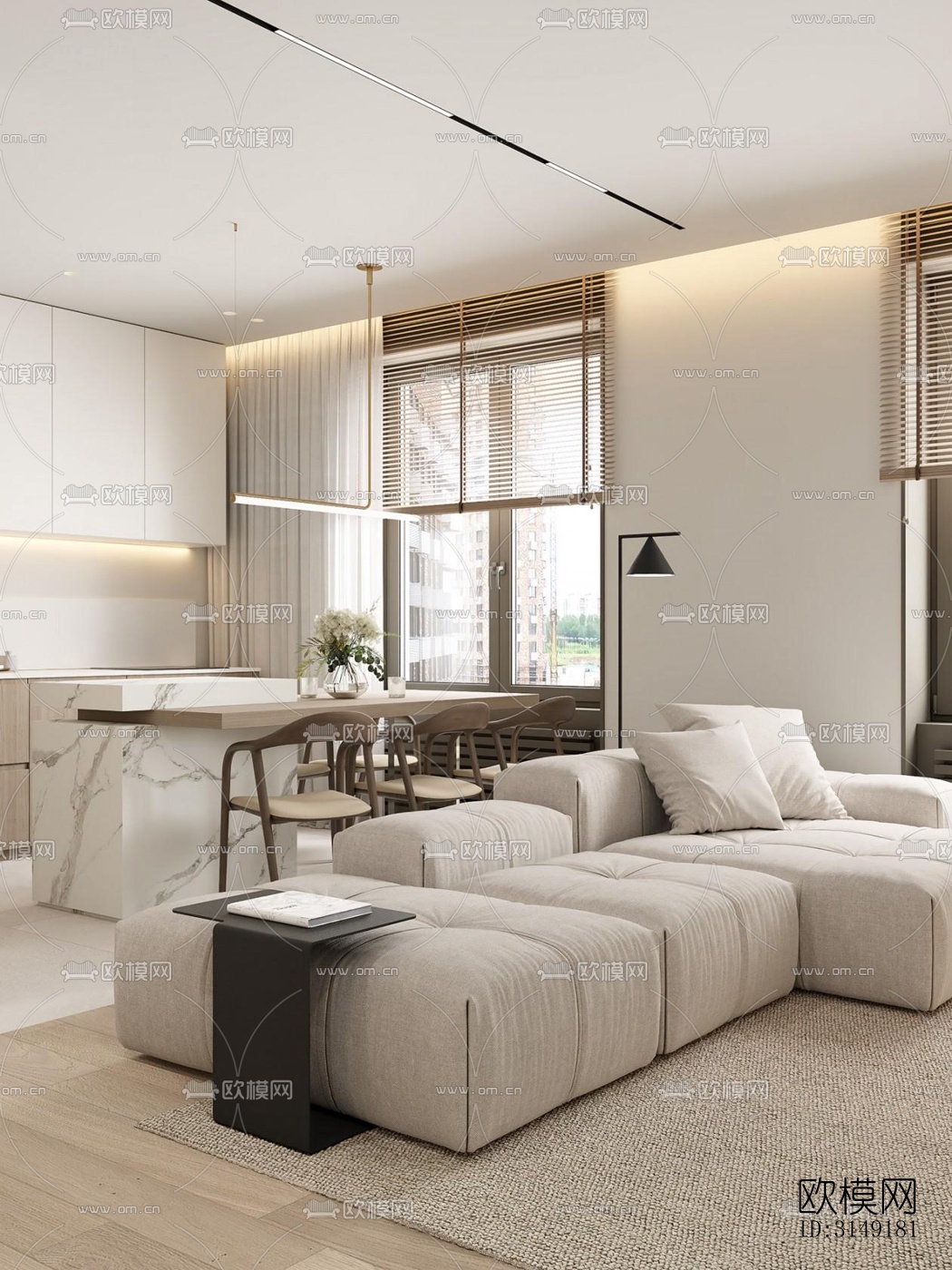 现代平层效果图下载（渲染图7）