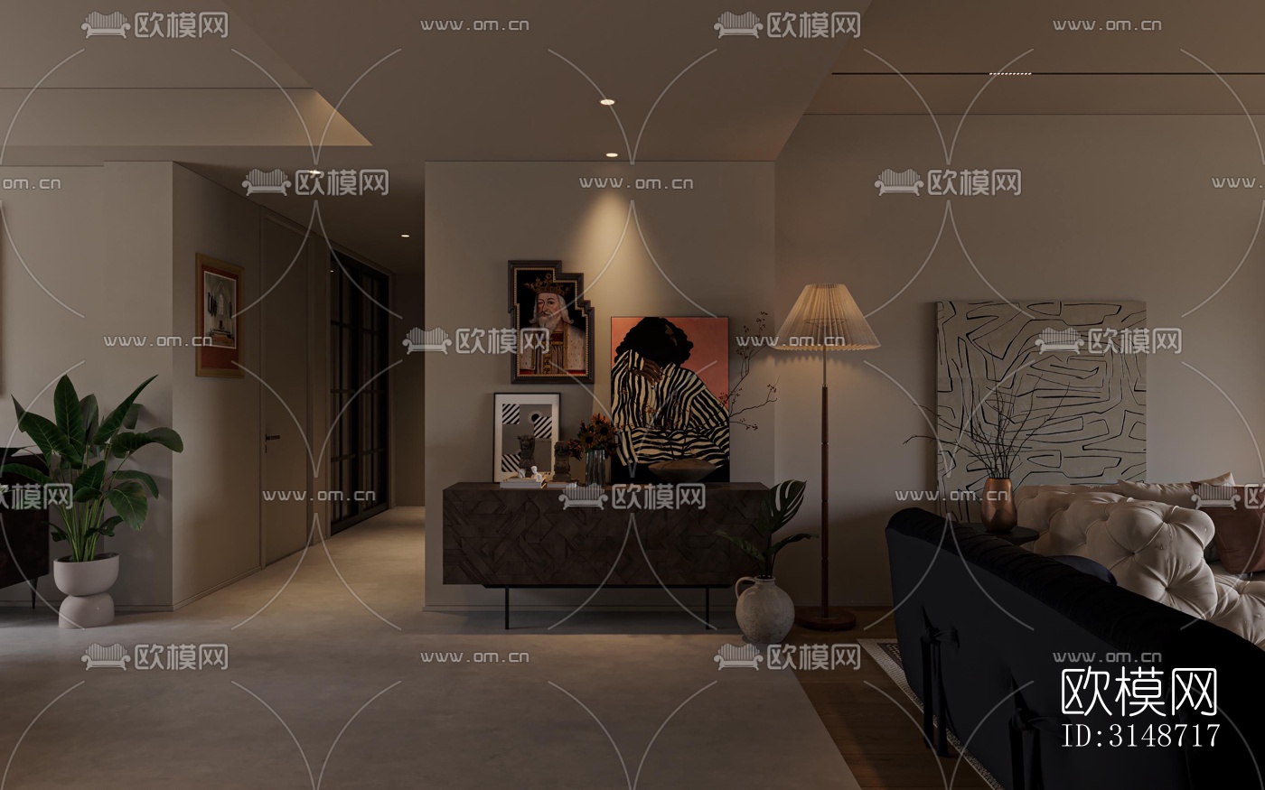 中古风平层效果图下载（渲染图4）