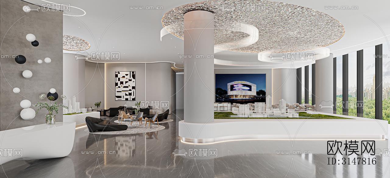 现代售楼处效果图下载（渲染图2）