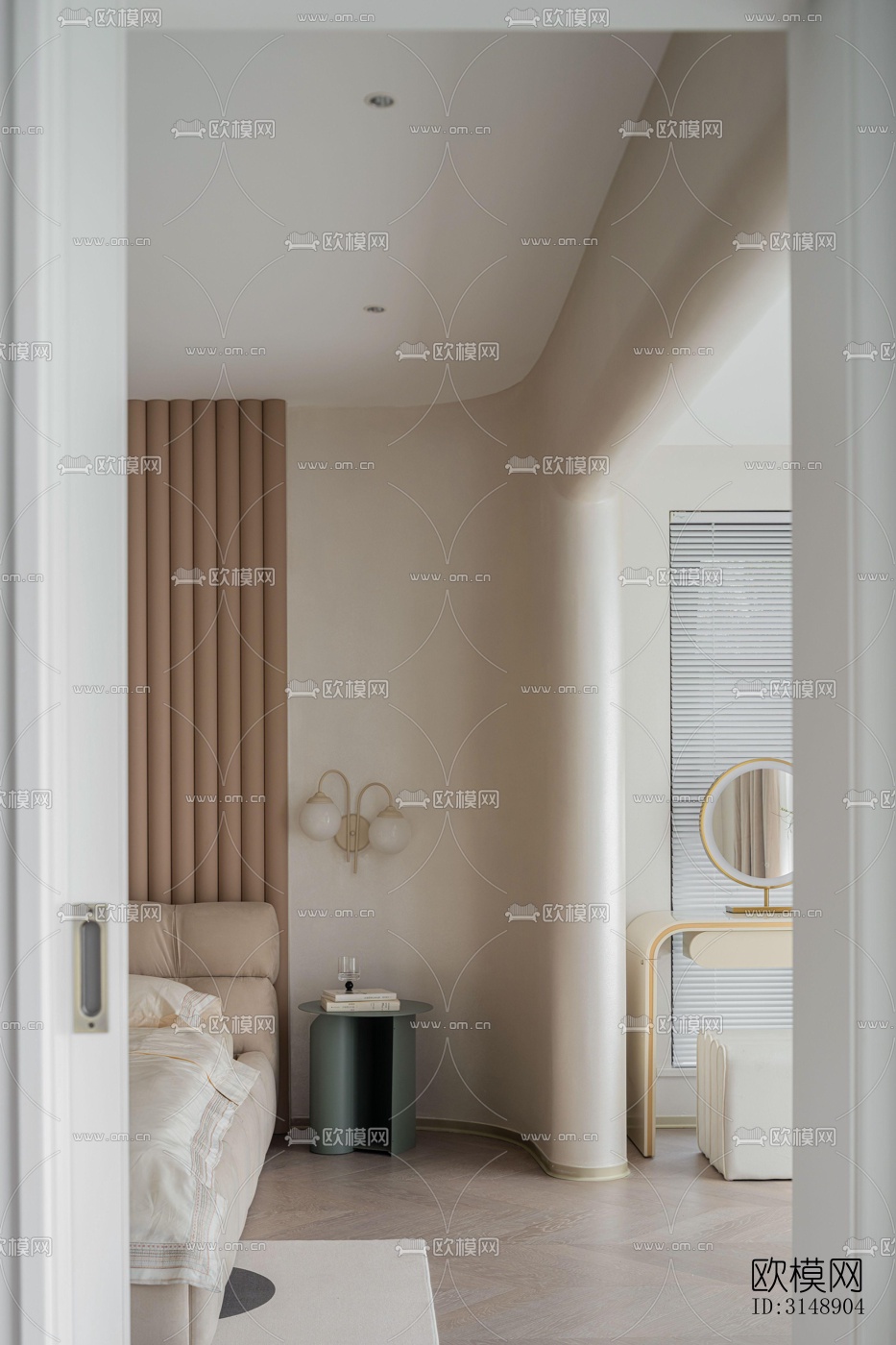 奶油风平层效果图下载（渲染图10）