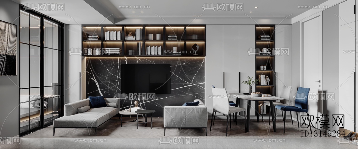 现代平层效果图下载（渲染图7）