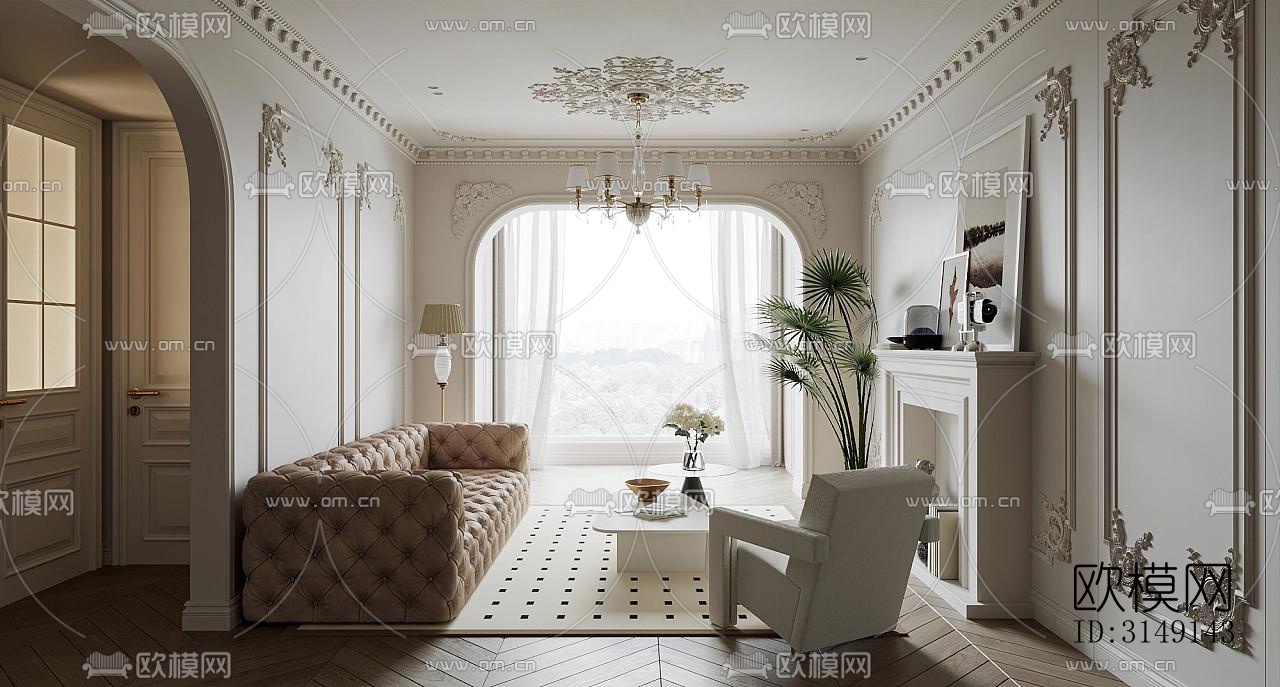 法式平层效果图下载（渲染图1）