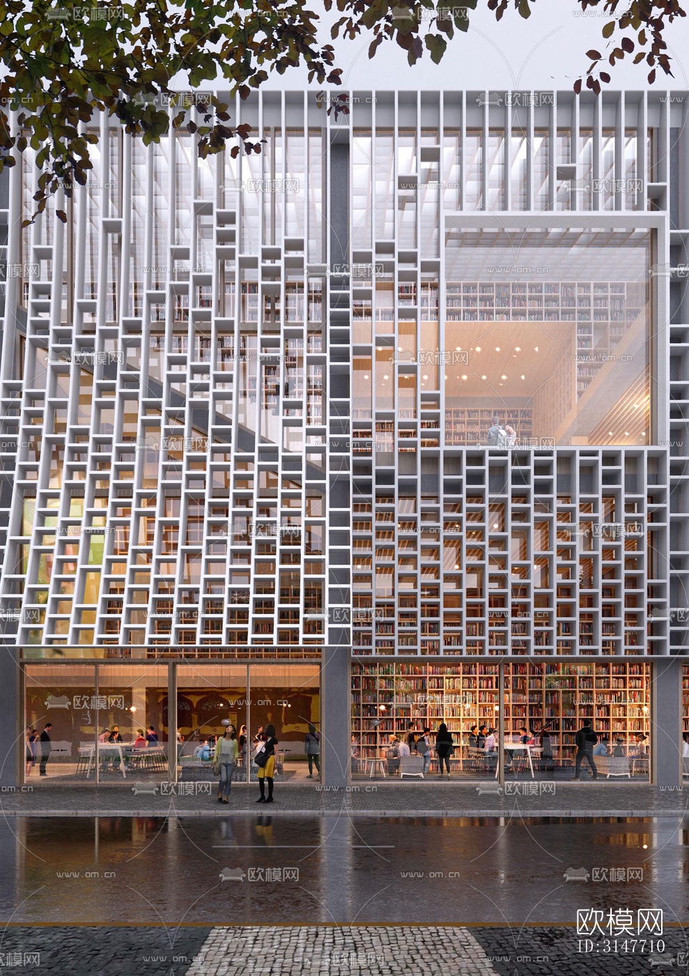 现代图书馆效果图下载（渲染图1）