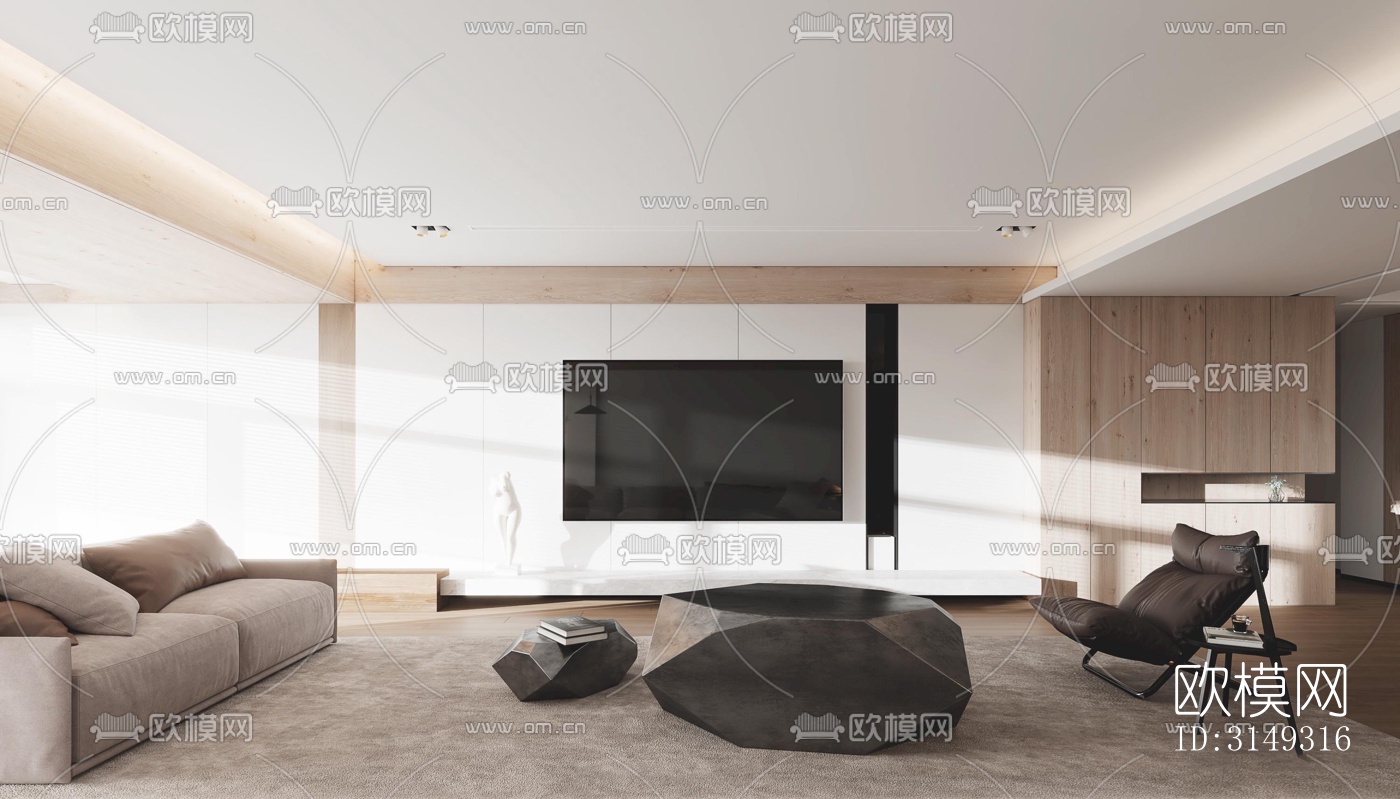 现代平层效果图下载（渲染图5）