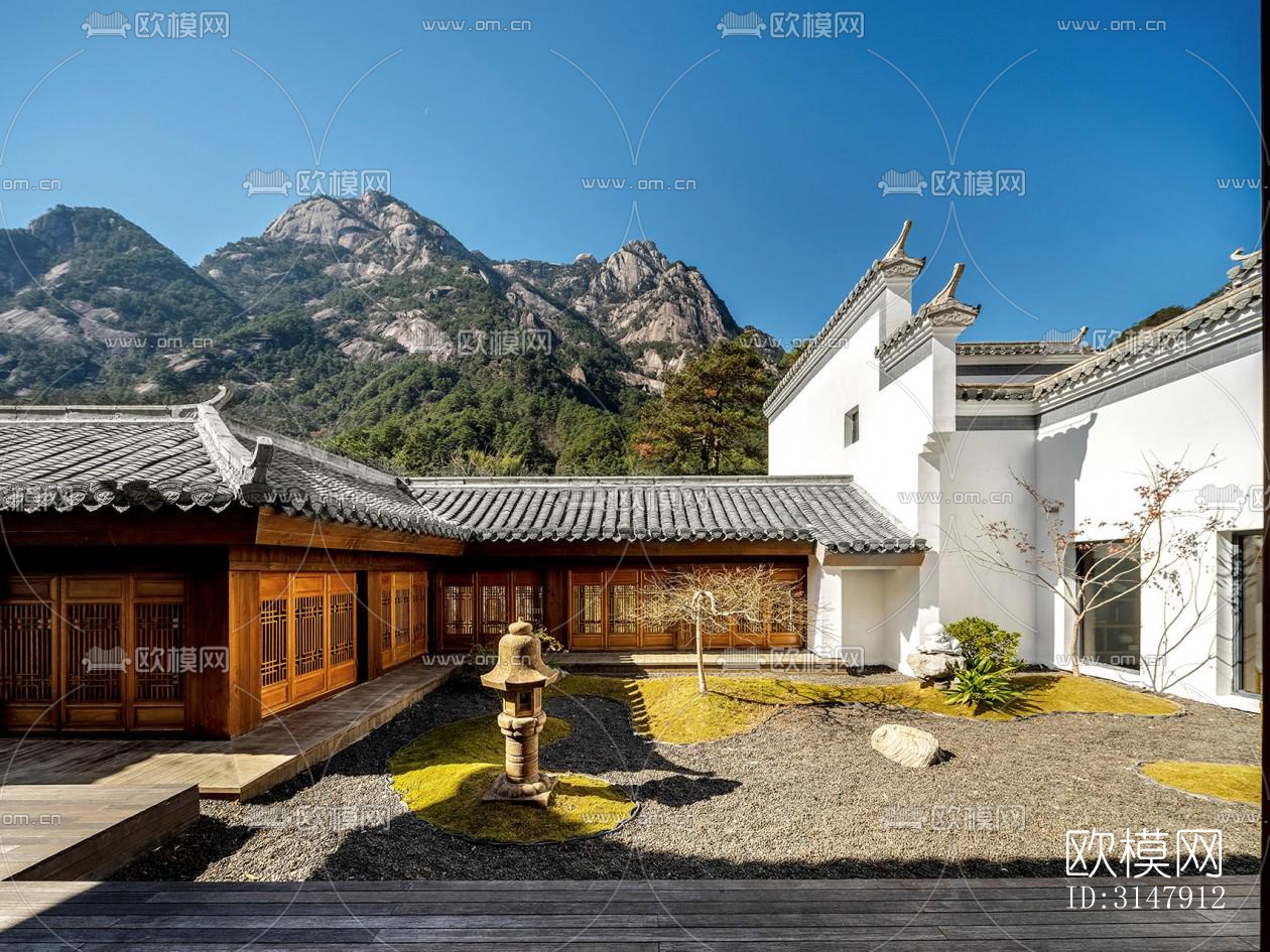 中式酒店民宿效果图下载（渲染图2）