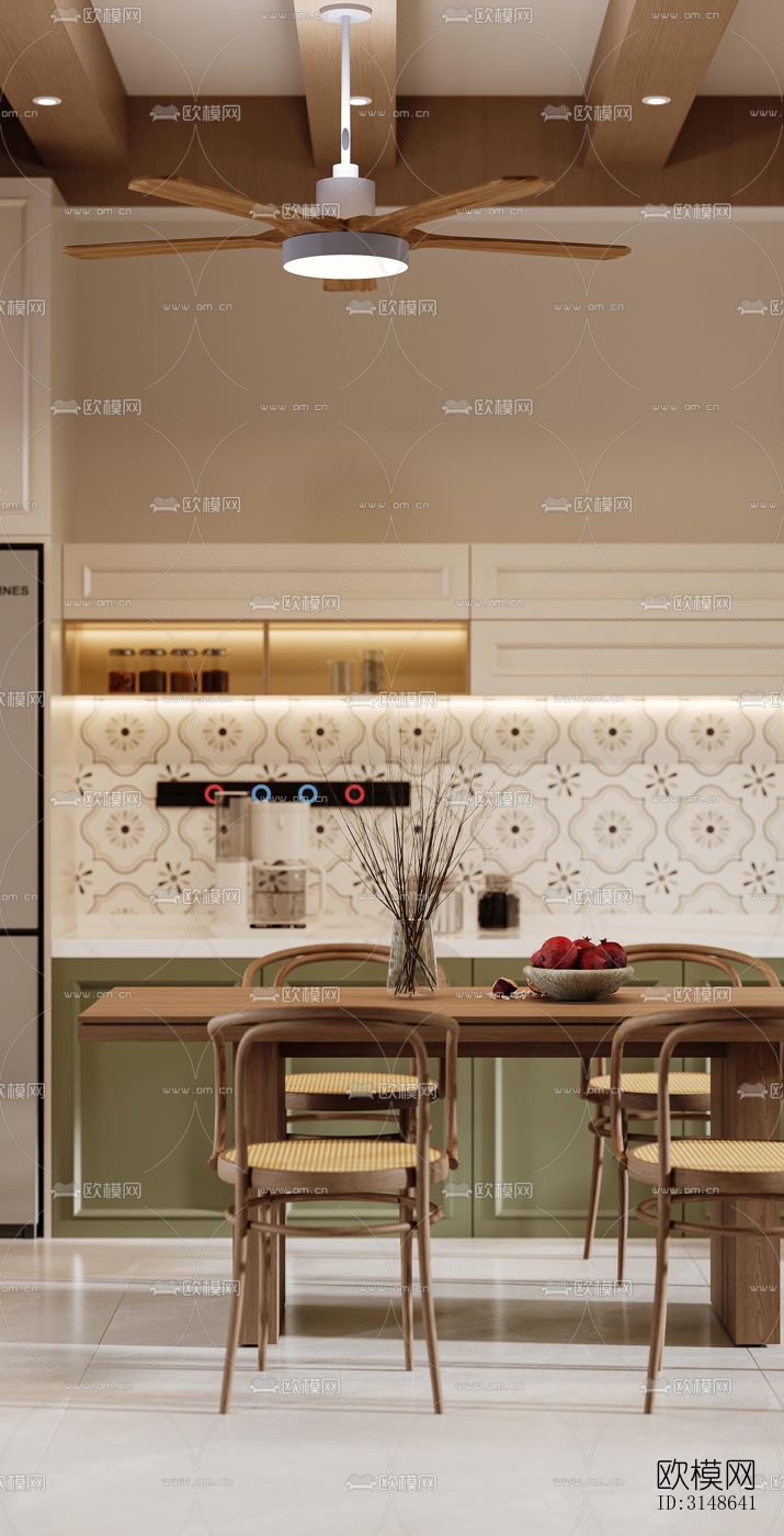 原木风大平层效果图下载（渲染图4）