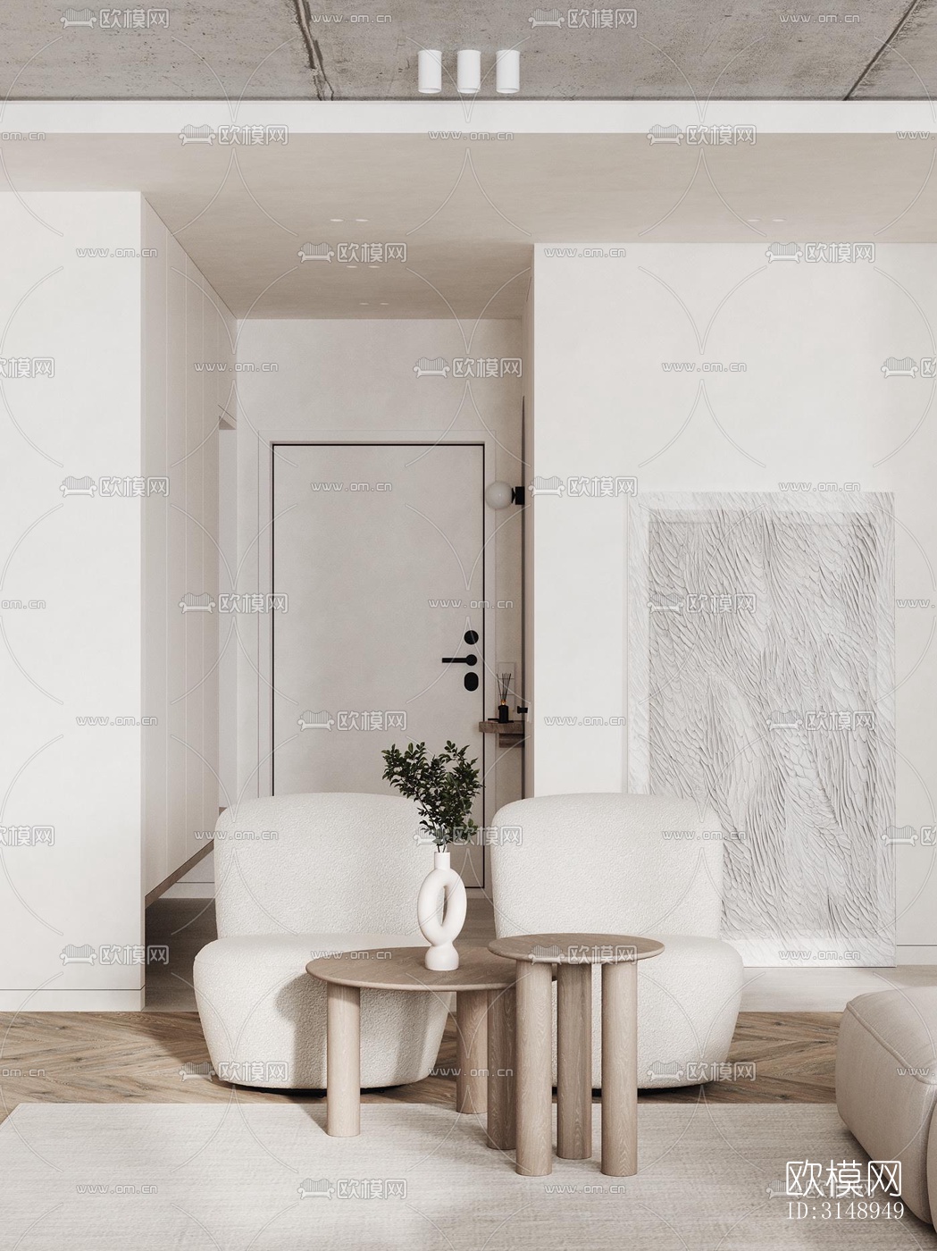 奶油风平层效果图下载（渲染图18）