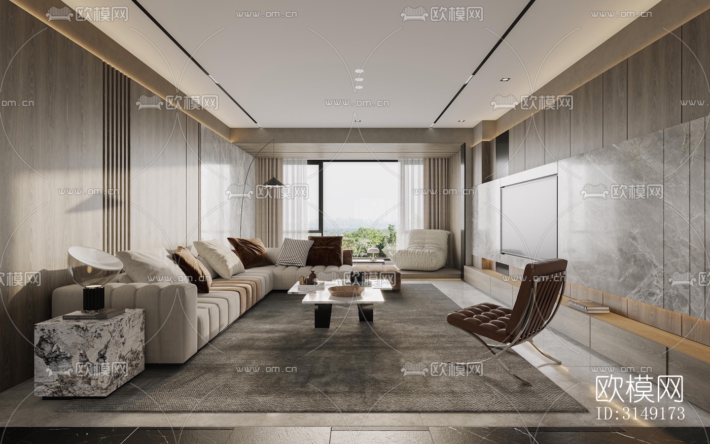 现代平层效果图下载（渲染图10）