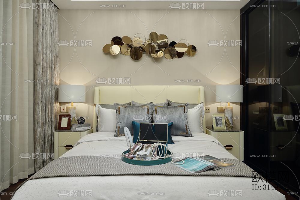 现代平层效果图下载（渲染图12）