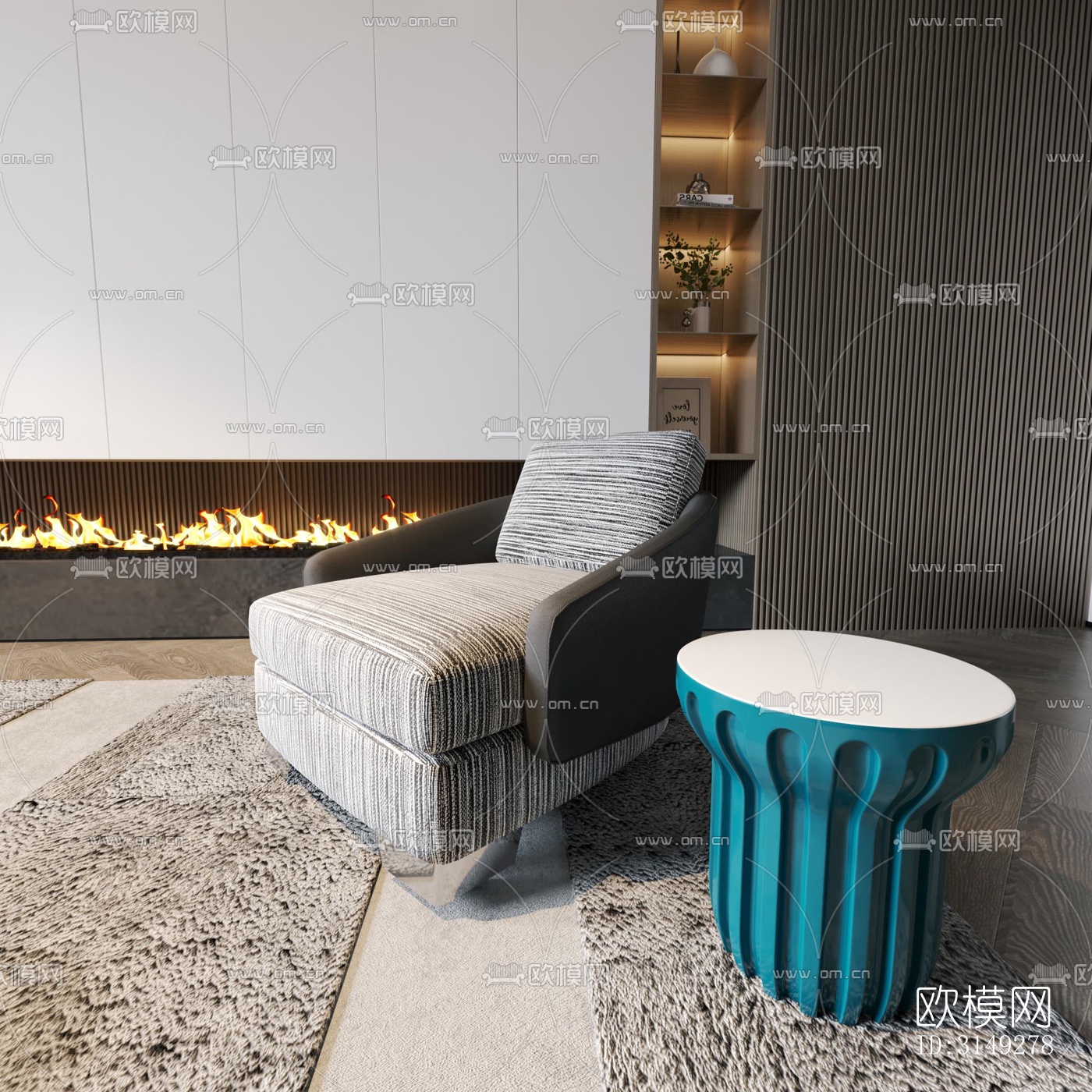 现代平层效果图下载（渲染图9）