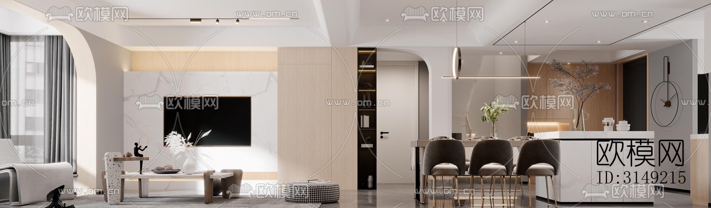 现代平层效果图下载（渲染图2）