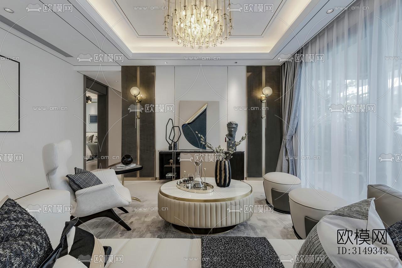 现代平层效果图下载（渲染图1）