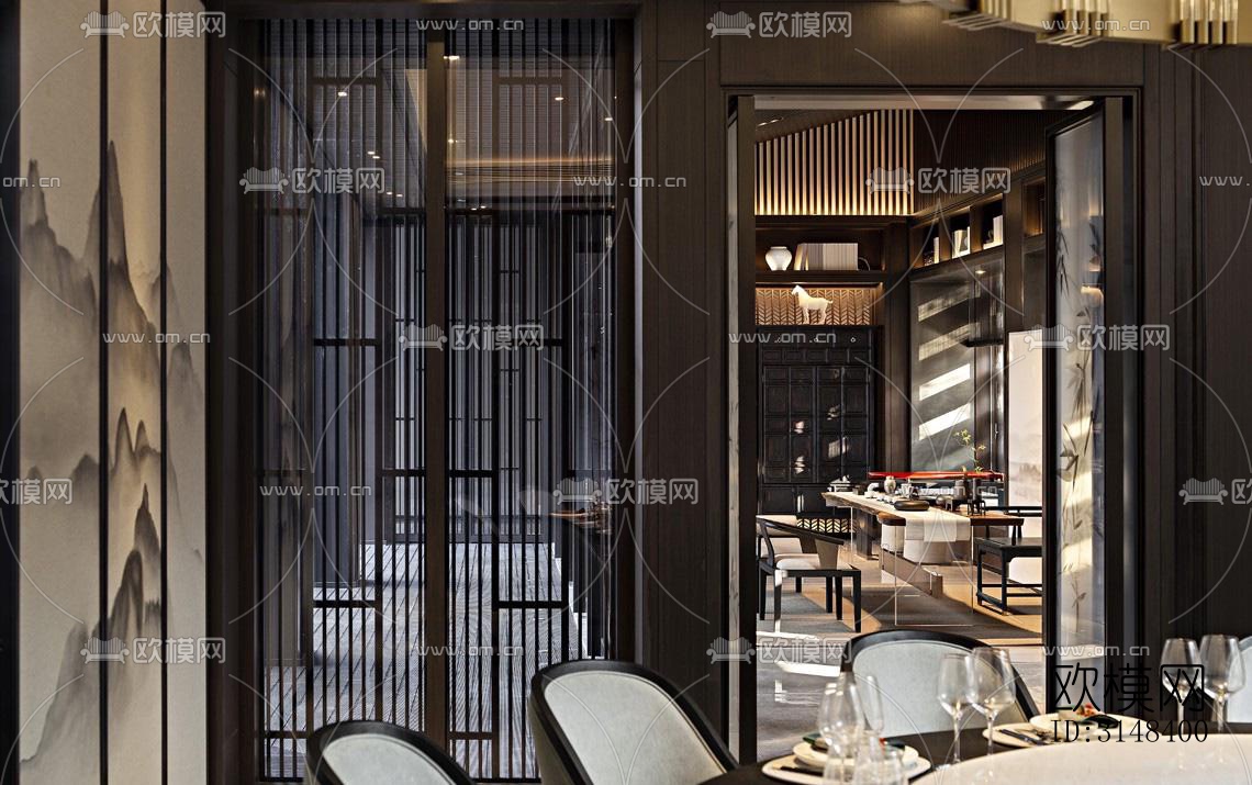 新中式养生会所效果图下载（渲染图8）