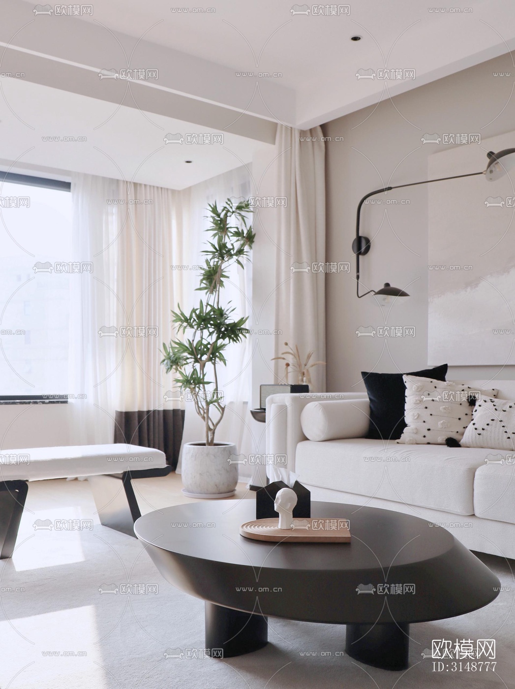 侘寂平层效果图下载（渲染图5）