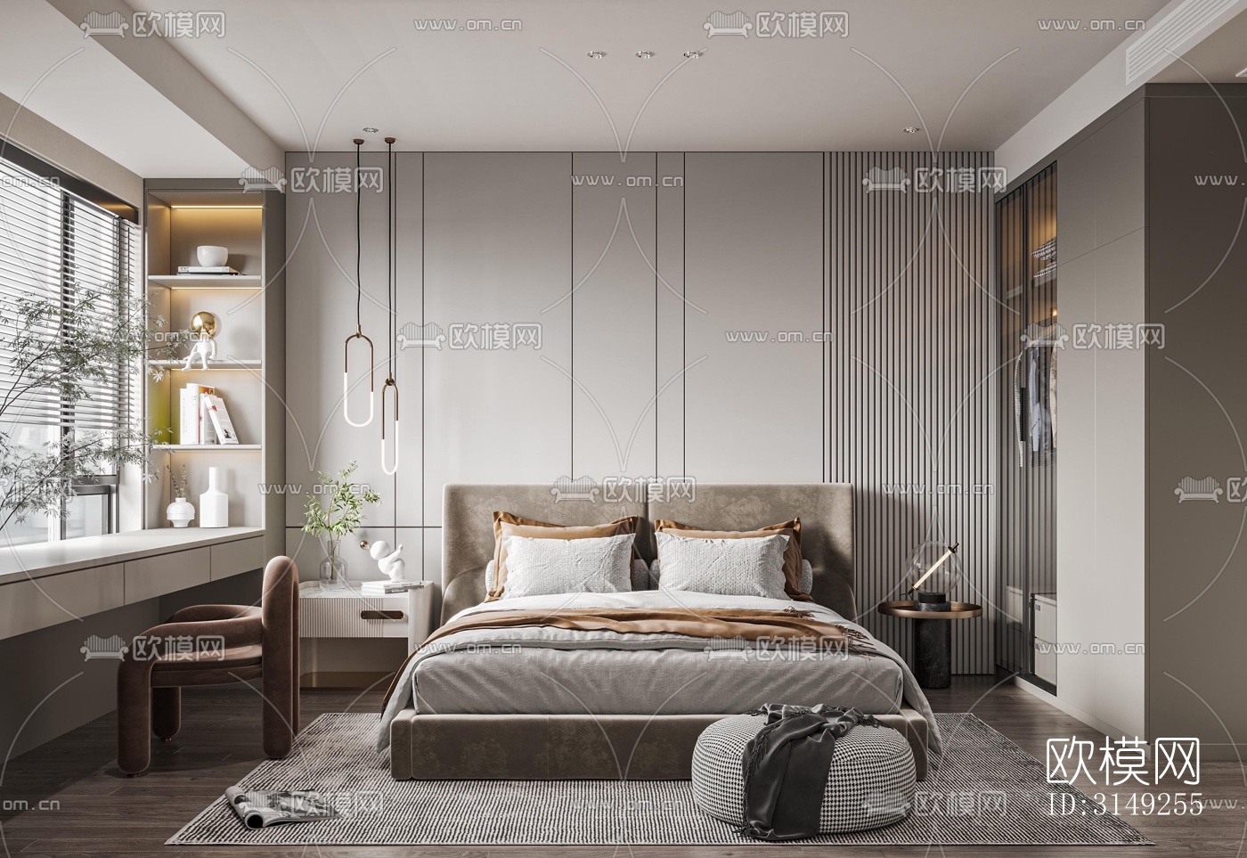 现代平层效果图下载（渲染图12）