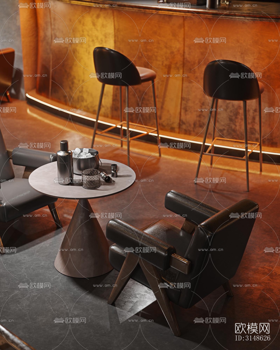 高级灰酒吧效果图下载（渲染图6）