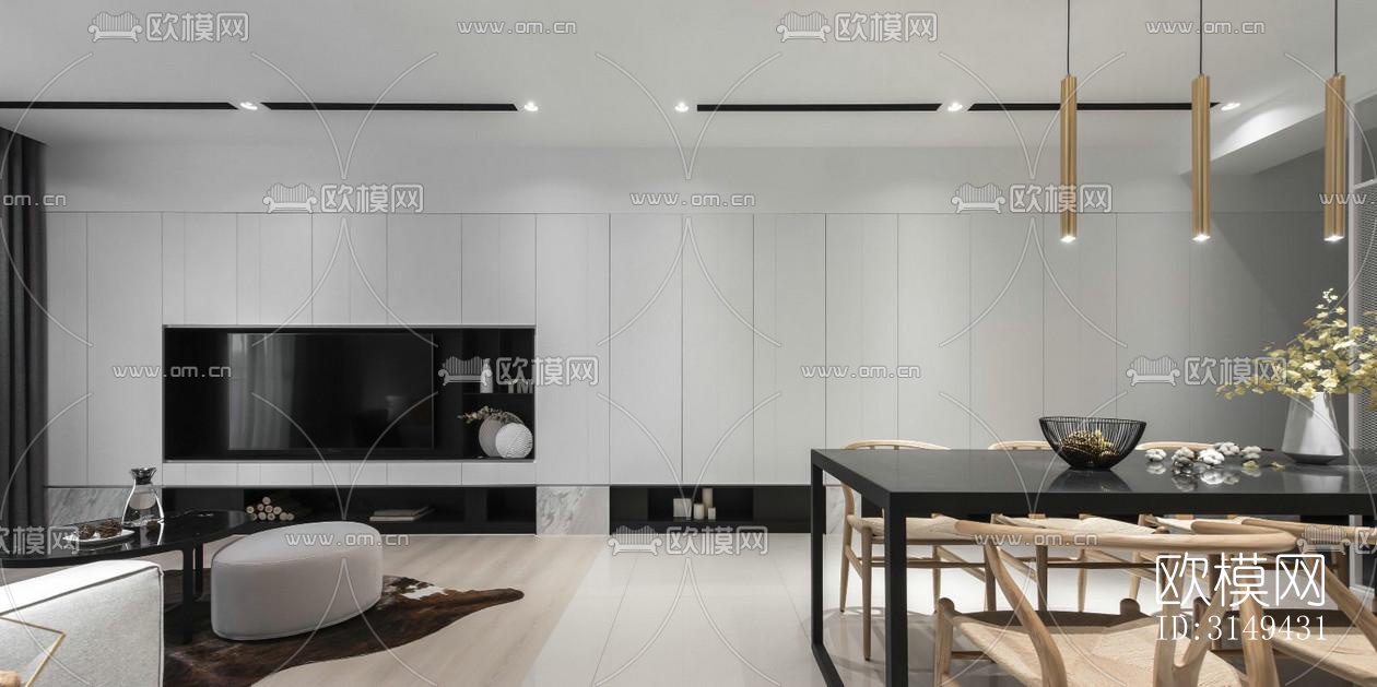 现代平层效果图下载（渲染图8）