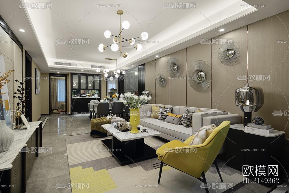 现代平层效果图下载（渲染图2）