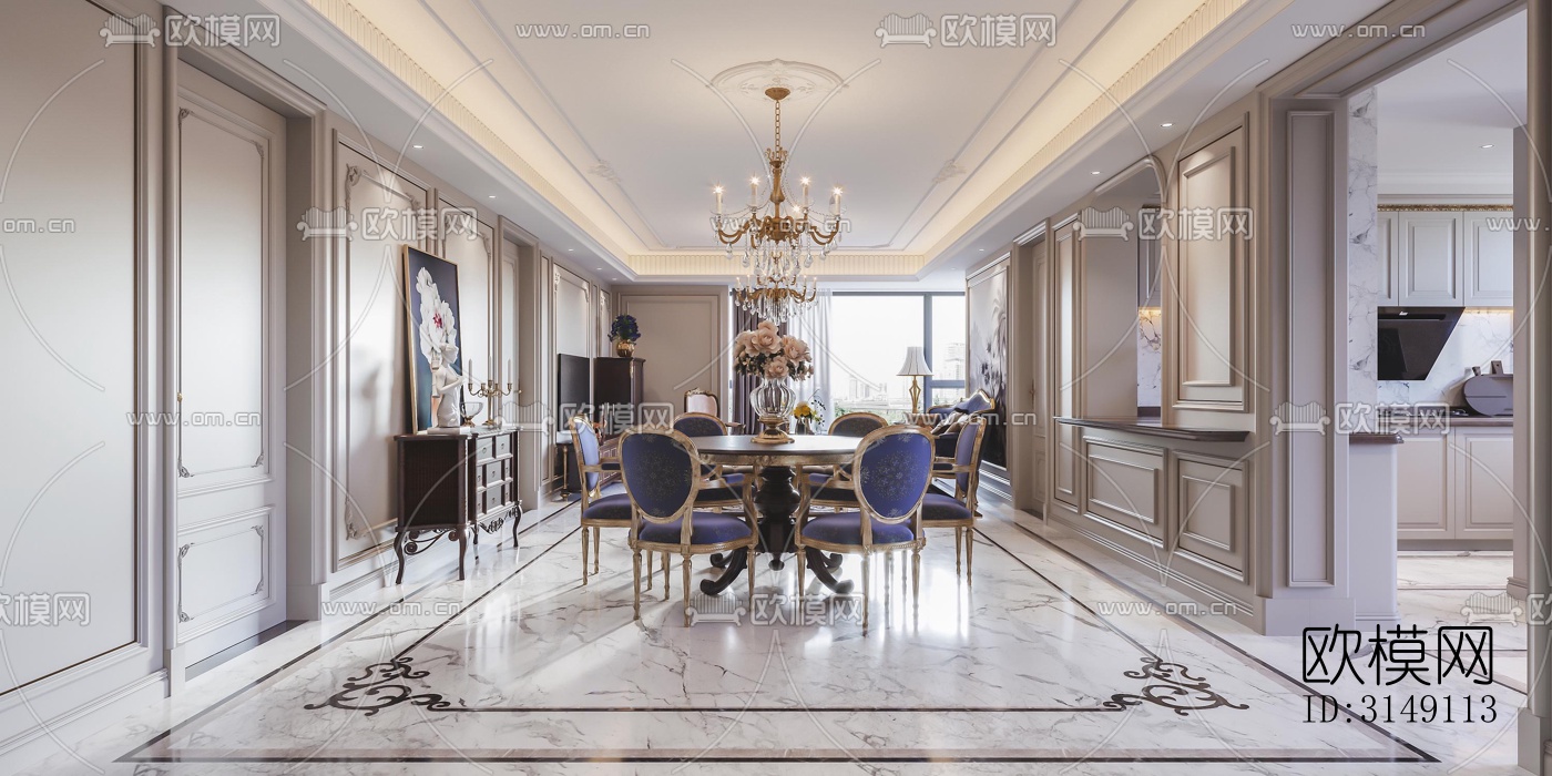 法式平层效果图下载（渲染图6）