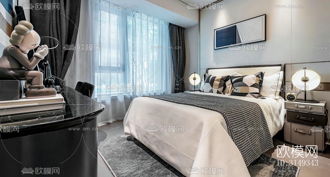 现代平层效果图下载（渲染图19）