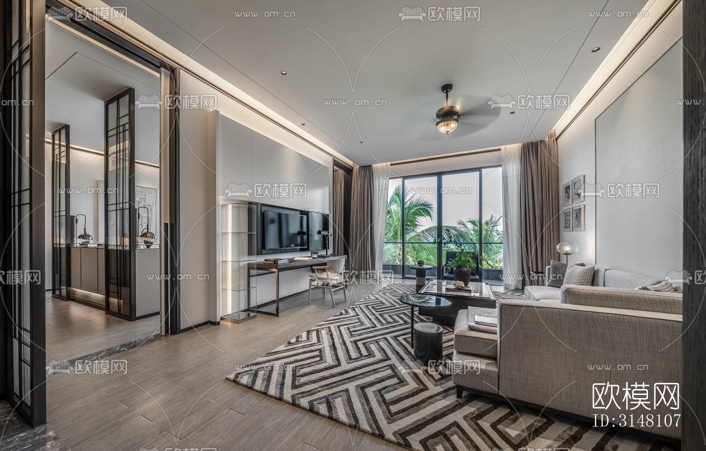 现代酒店民宿效果图下载（渲染图10）