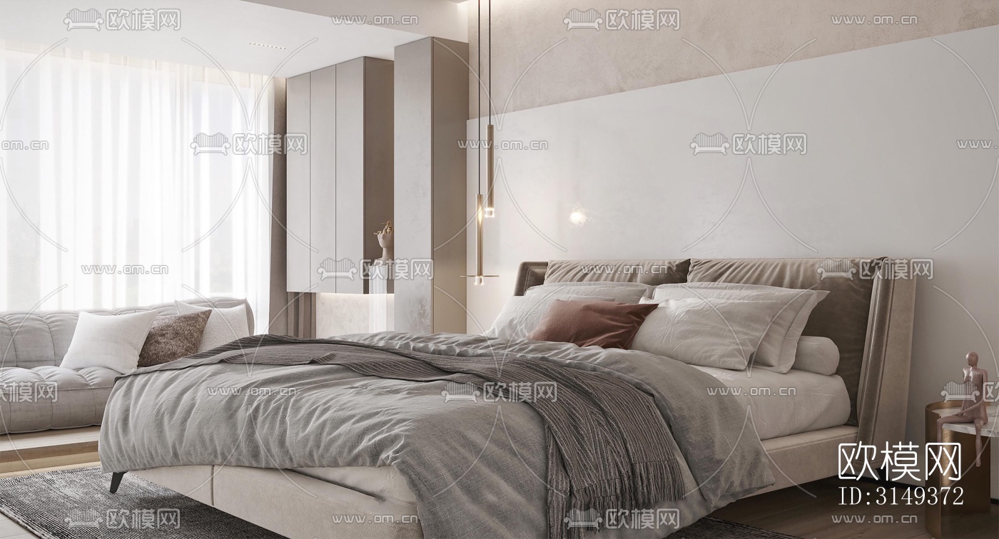 现代平层效果图下载（渲染图1）