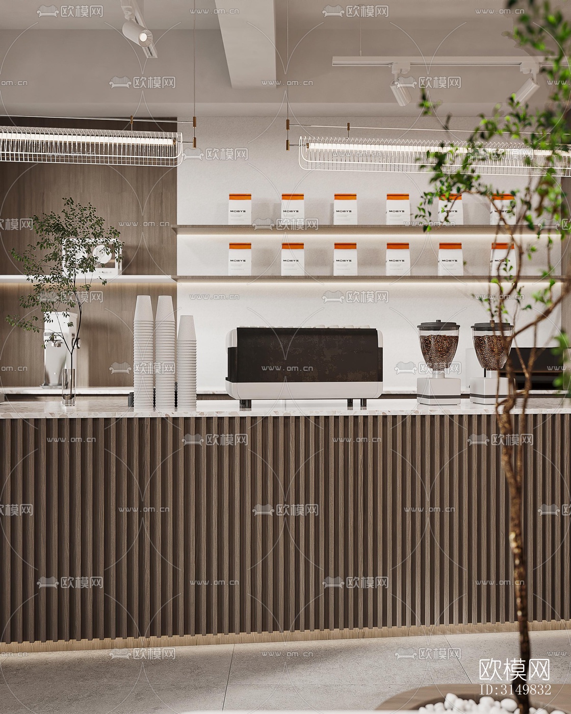 现代咖啡奶茶效果图下载（渲染图6）