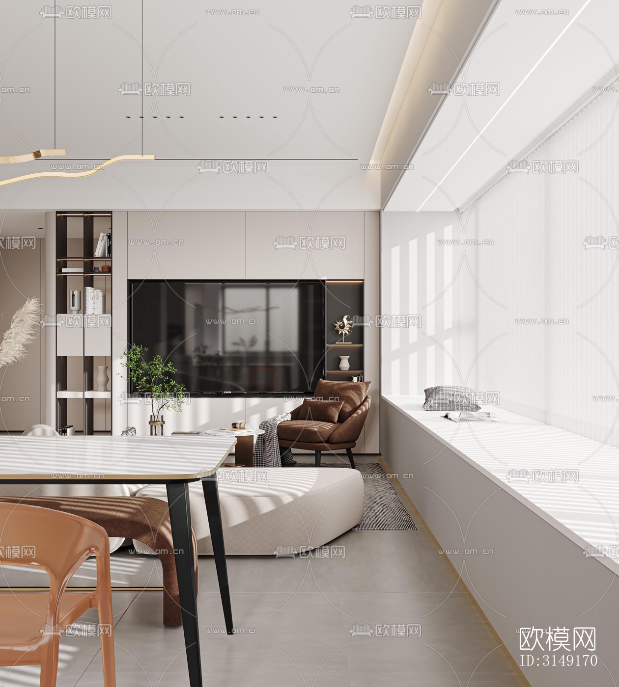 现代平层效果图下载（渲染图2）