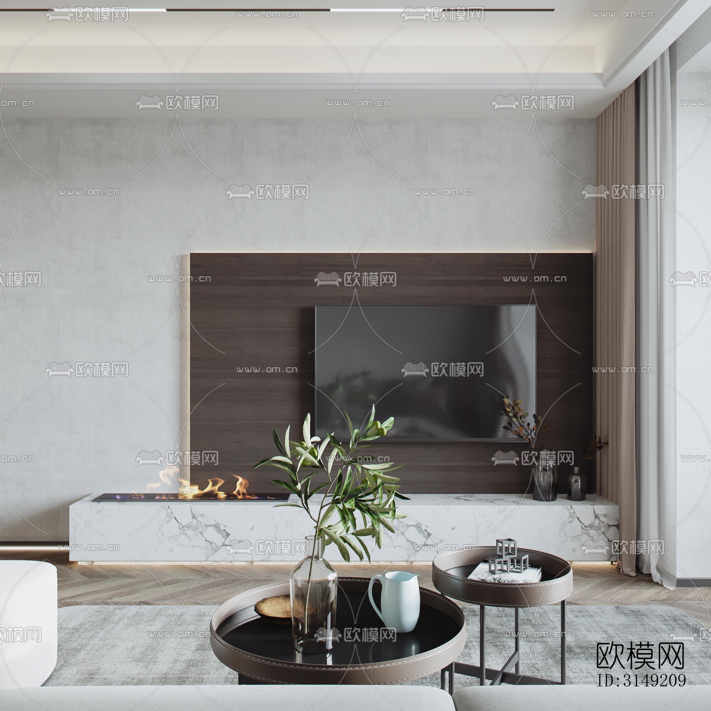 现代平层效果图下载（渲染图4）