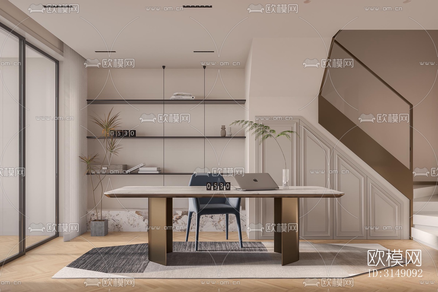 法式平层效果图下载（渲染图9）