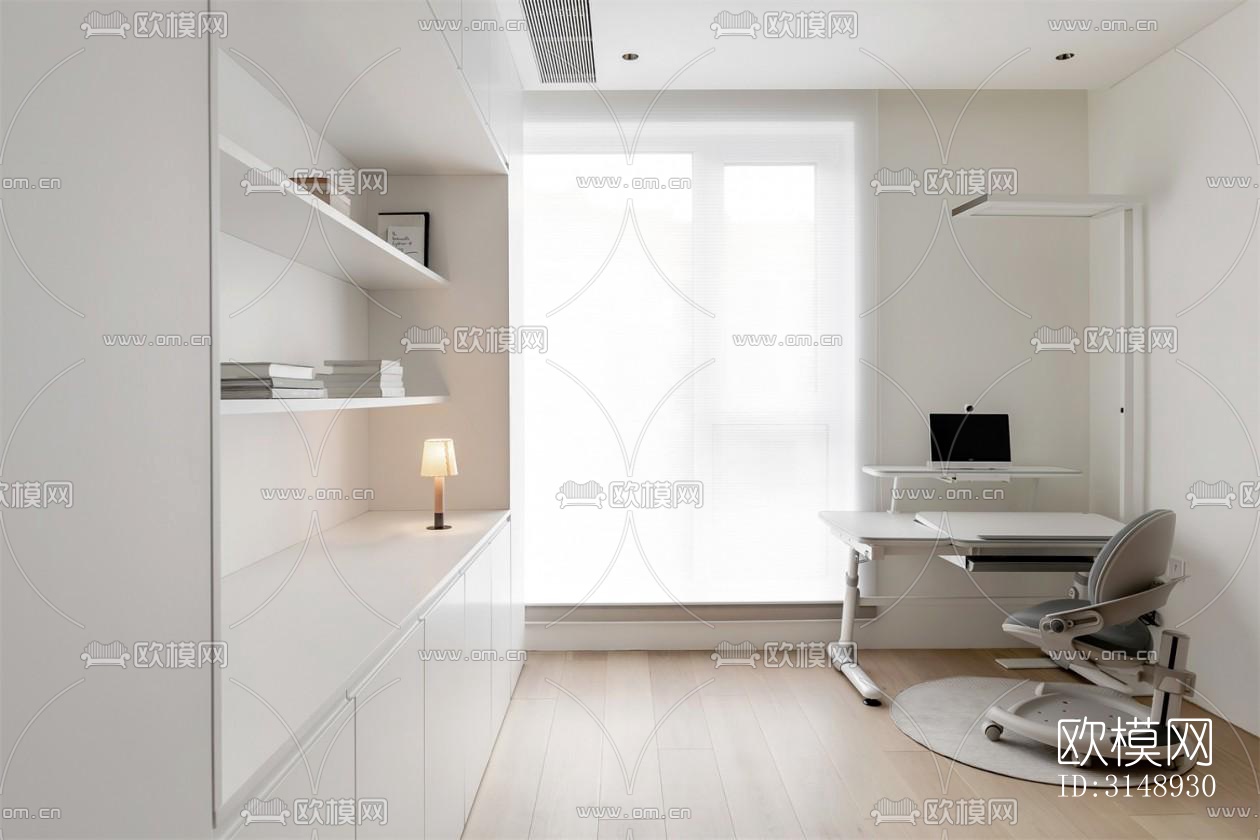 奶油风平层效果图下载（渲染图19）