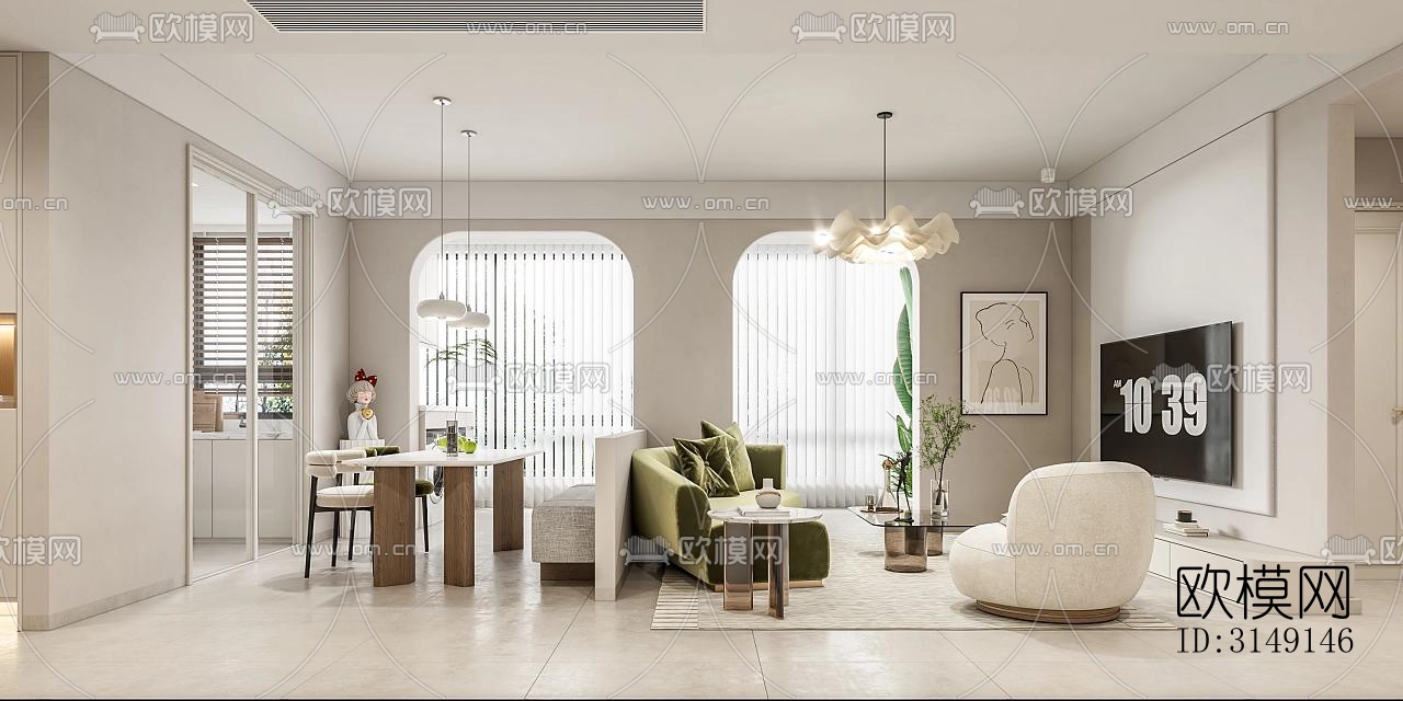 法式平层效果图下载（渲染图1）