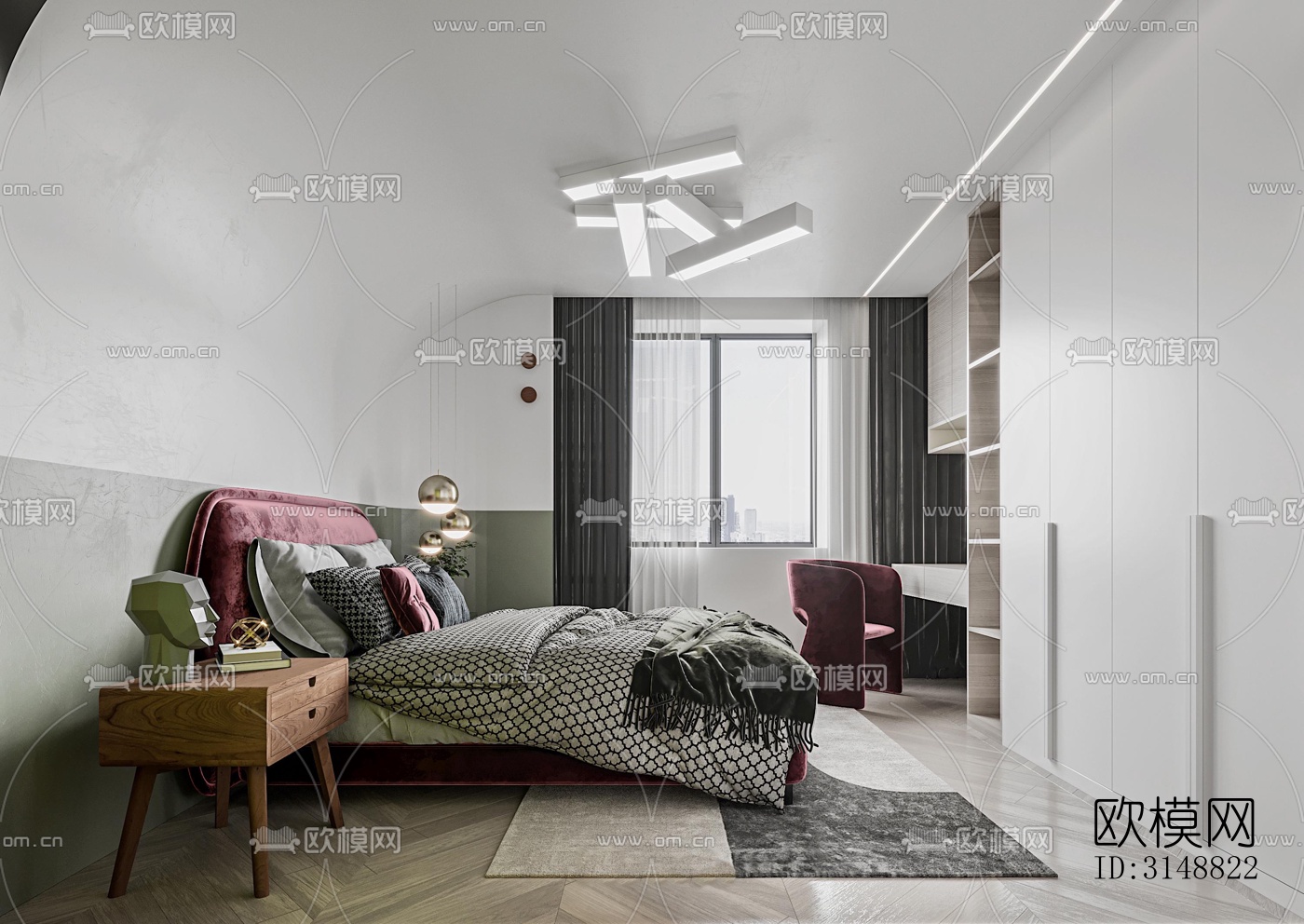 北欧平层效果图下载（渲染图2）