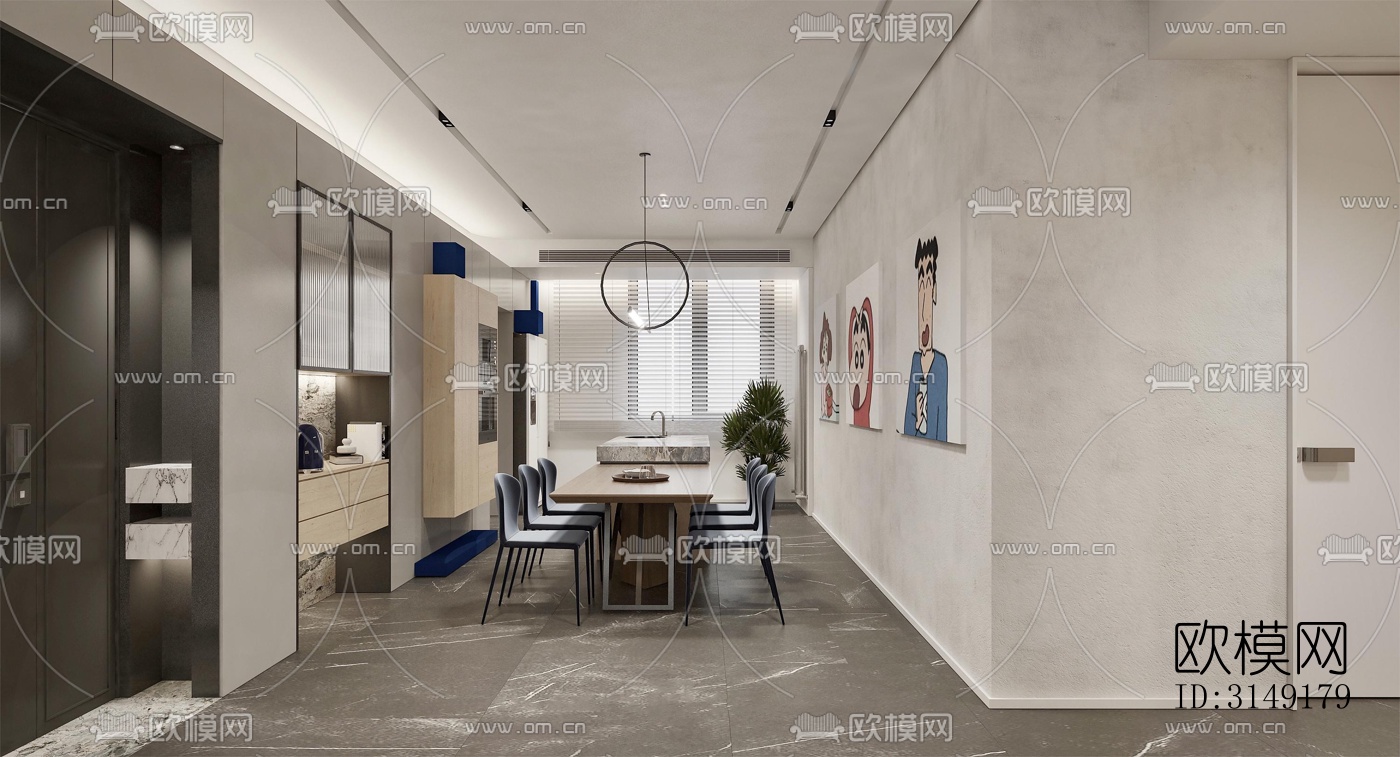 现代平层效果图下载（渲染图4）