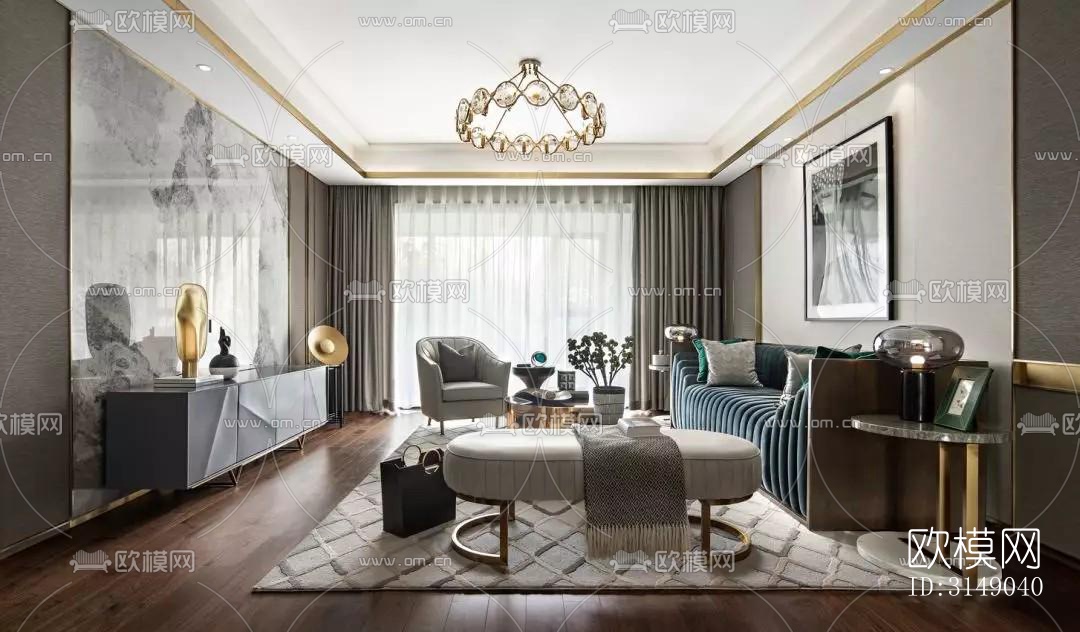 欧式平层效果图下载（渲染图4）